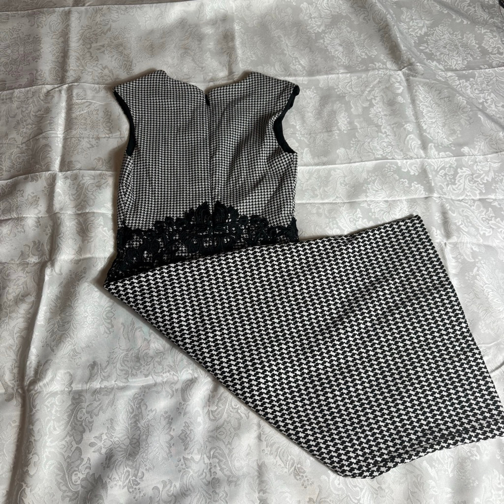 Women's NEW YORK & COMPANY Houndstooth Sheath Dress XS Black White - Picture 6 of 7